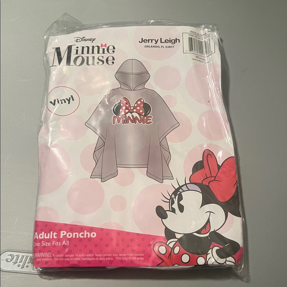 Disney Minnie Mouse Vinyl Poncho Adult one size new